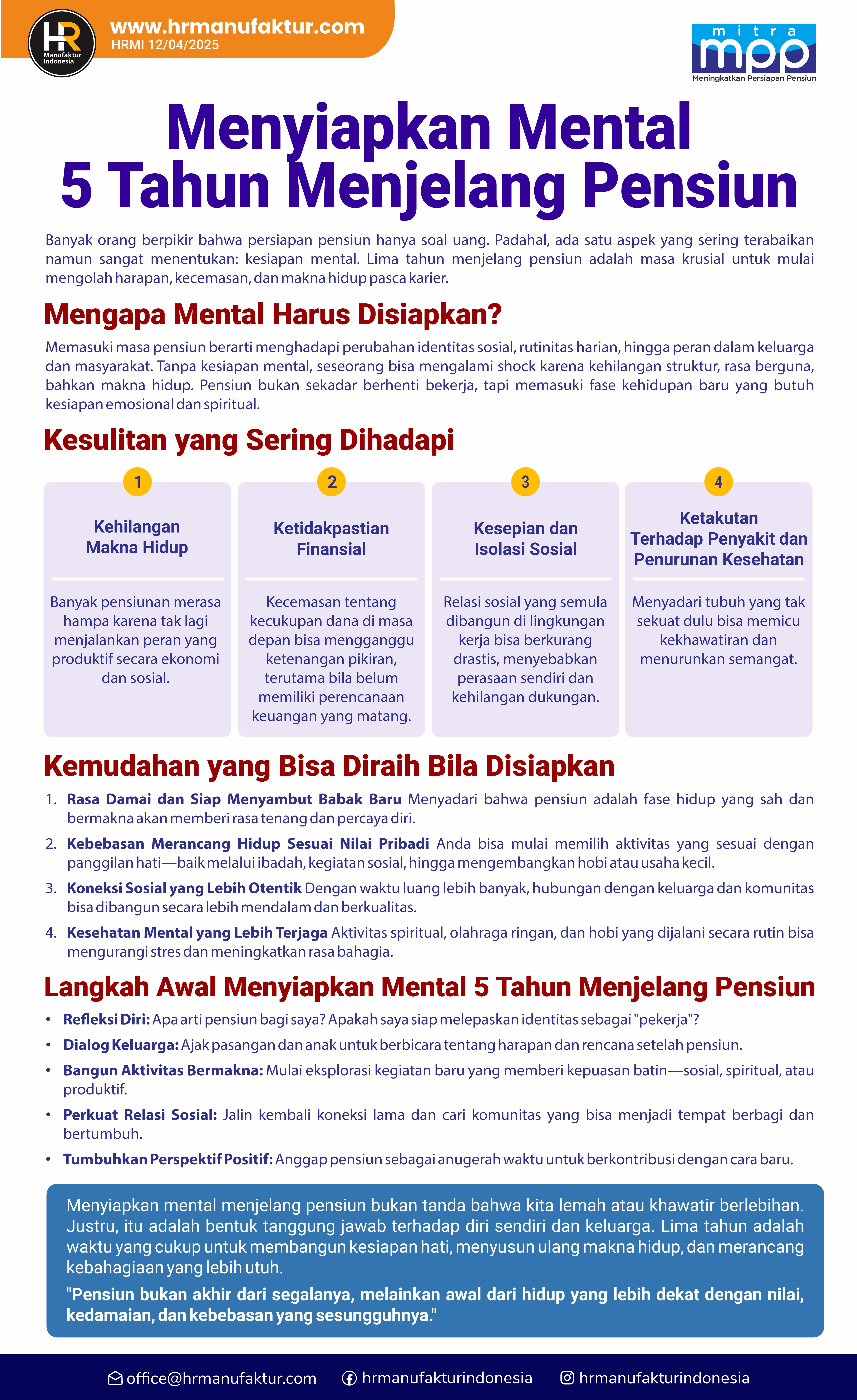 100 Menyiapkan Mental 5 Tahun Menjelang Pensiun